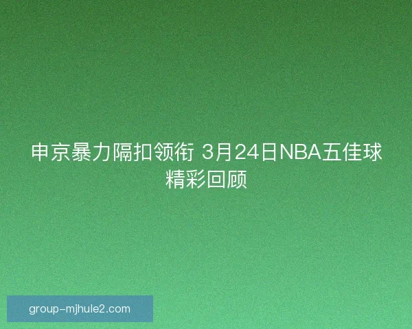 申京暴力隔扣领衔 3月24日NBA五佳球精彩回顾