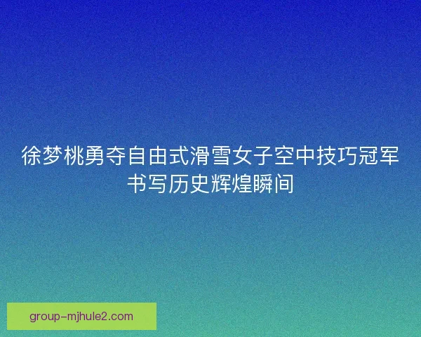 徐梦桃勇夺自由式滑雪女子空中技巧冠军书写历史辉煌瞬间